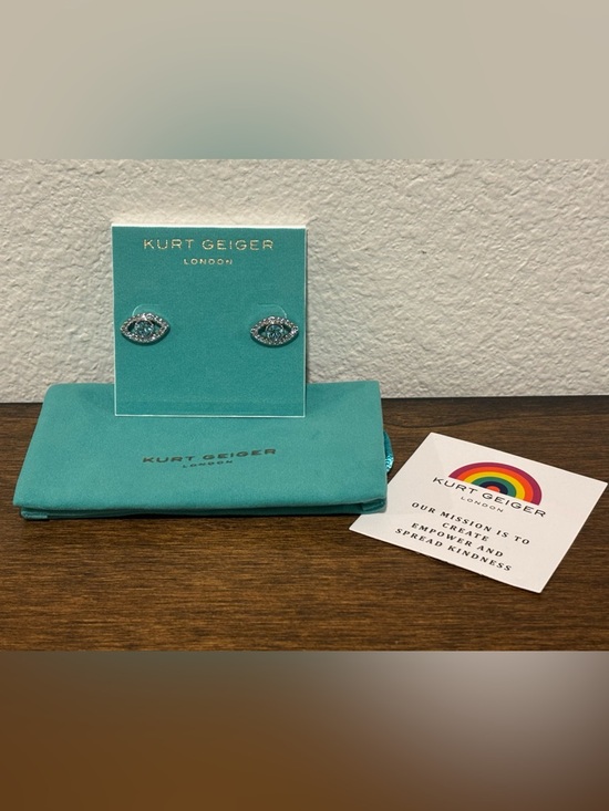 Kurt Geiger Jewelry - Kurt Geiger Teal Crystal Evil Eye Stud Earrings